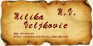 Milika Veljković vizit kartica